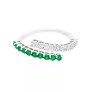 0.72 TCW Lab Grown CVD Diamond Synthetic Gemstone Cuff Ring 14k White Gold Gift - Picture 1 of 10