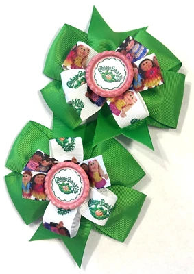Beautiful Cabbage Patch inspired pigtail hair bows for girls. - Image 1 of 3