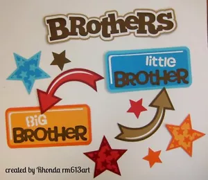 Brothers  boy title set paper piecing premade scrapbook page Rhonda rm613art - Picture 1 of 1