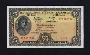 Ireland Republic Eire 5 POUNDS 1975 P-65 AU-UNC - Picture 1 of 2