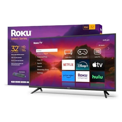 Smart TV – 32-Inch Select Series 720p HD RokuTV with Roku Voice Remote, Bright P - Image 1 of 4