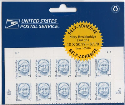 Scott #2942 Mary Breckinridge (Nursing) Plate Block Of 10 Stamps - Sealed - Image 1 of 2