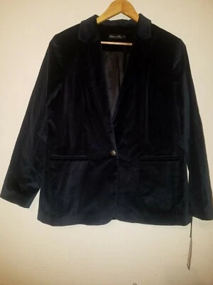 Chaqueta Blazer Estelle And Finn Mujer Terciopelo Azul Marino Talla 12 Foto 1 de 4