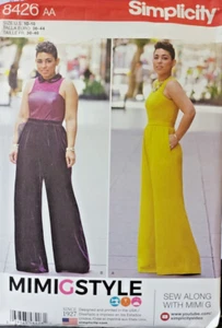 Simplicity Sewing Pattern 8426 Misses 10-18 Sleeveless Wide Leg Jumpsuit Mimi G - Picture 1 of 6