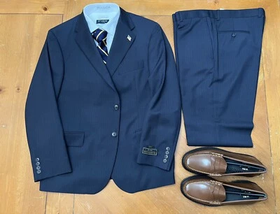 Made in USA - 42S (36 W) Jos. A. Bank Reserve Navy Pinstripe- Italian Fabric - Image 1 of 4