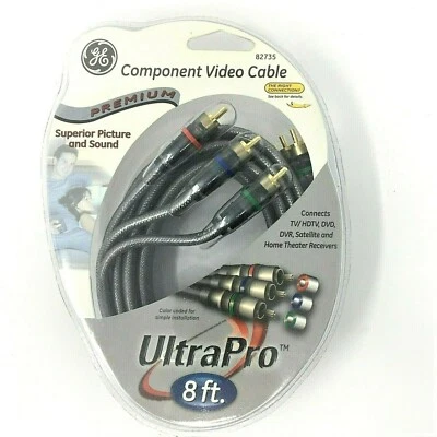 GE Component Video Cable 82735 UltraPro 8' Color Coded Premium TV/HDTV DVD DVR - Image 1 of 4