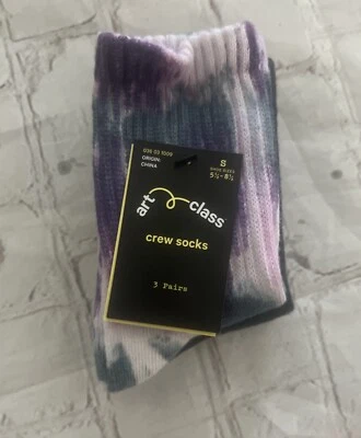 Art Class Niñas 3 Pares ROSA/PÚRPURA Calcetines Talla S Zapato Talla 5-1/2 a 8-1/2 Foto 1 de 4