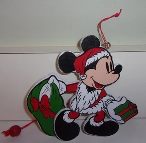 Walt Disney Mickey Mouse Wooden Christmas Ornament Santa Claus - Picture 1 of 3
