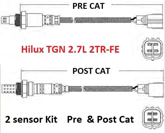 2 sensores de oxígeno O2 para Toyota Hilux TGN 2,7 L 2TR-FE 2005 en kit delantero y trasero Foto 1 de 4