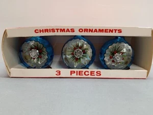 Vintage Jewelbrite Diorama Decorazioni Natalizie Set di 3 Fiori Bianchi Starburst - Foto 1 di 7