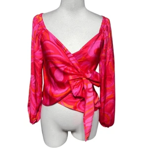 Olivaceous NWT Daphne Side Wrap Silky Long Sleeve Sexy Boho Blouse Small - Bild 1 von 4