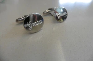 Nuovo Sterling Argento Massiccio Sposo Gemelli Ovale Semplice Barile Stile Nozze - Foto 1 di 1