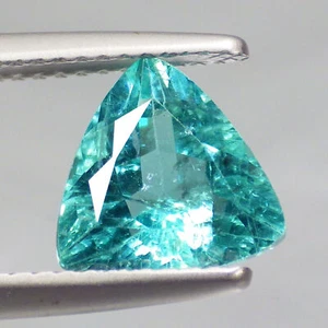 2.14 Ct Shocking Trillion (8 x 8) Natural Paraiba Neon Green Blue Apatite Gems - Picture 1 of 5