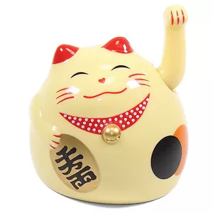 Small Gold Beckoning Fortune Happy Cat Maneki Neko Toy Home Decor Business Gift - Picture 1 of 5