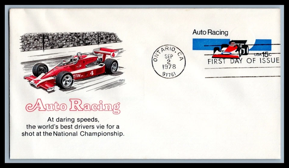 US FDC # U587 15c Auto Racing Fleetwood   1978, 9g853 - Image 1 of 1