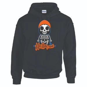 Skelton Reaper Halloween Unisex Hoodie Available In Black Grey and White HWCL11 - Picture 1 of 6