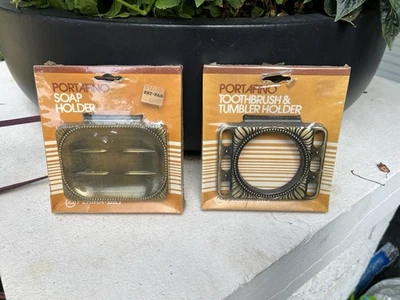 PermaBilt Portafino Toothbrush And Tumbler Holder And Soap Holder Antique Brass - Image 1 of 4