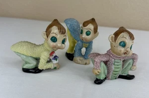 3 Vtg Japan Anthropomorphic Pixie Cricket Bug Insect Ceramic Figure Sugar Glazed - Picture 1 of 14