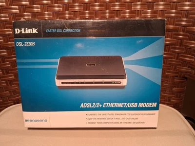 D-Link DSL-2320B ADSL2/2+ETHERNET/USB MODEM WITH POWER SUPPLY & CABLES - Image 1 of 4