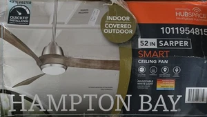 Hampton Bay Sarper 52" Brushed Nickel Ceiling Fan LED Smart Hubspace Remote NEW - Picture 1 of 2