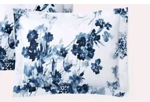 Ralph Lauren FLORA Blue King Pillow Sham ~ fits 36” X 20” pillow - Picture 1 of 11