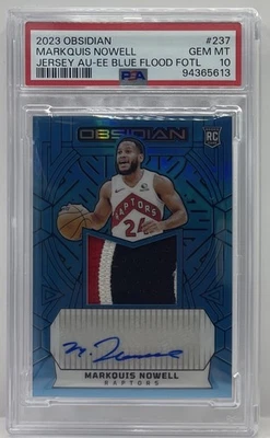 2023-24 Panini Obsidian Markquis Nowell RC Patch Auto Blue Flood #16/16 PSA 10 - Image 1 of 2