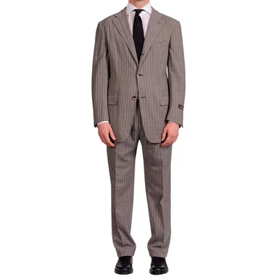 D'AVENZA Roma "Mercedes" Gray Striped Wool Unlined Summer Suit EU 52 NEW US 42 - Image 1 of 4