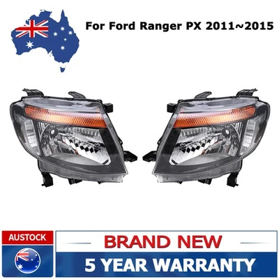 Pair LH+RH Head Light Lamp Black For Ford Ranger PX 11~15 XL XLS Wildtrak NEW - image 1 of 4