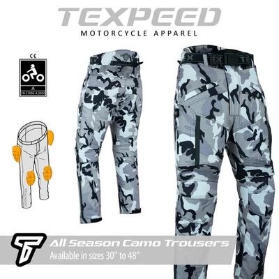 Motorbike Motorcycle Trousers CE Armoured Waterproof Rain Biker Camouflage Camo - Image 1 of 4