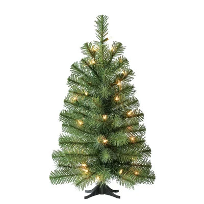 24" CHRISTMAS TREE NOBLE GREEN SPRUCE ARTIFICIAL PRE-LIT W/ LIGHTS & STAND USA - Image 1 of 4
