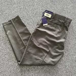Alan Flusser Dress Pants Mens Size 42 x 30 Brown Stretch Classic Fit Flat Front - Picture 1 of 9