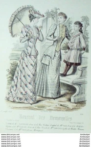 Mode Journal de Demoiselles 1891 # 4844 Pelletier Gravure  aquarellee - Picture 1 of 1