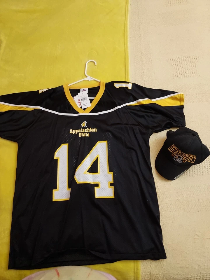 Camiseta de fútbol americano de los Apalaches de colección XL #14 Armanti Edward's y sombrero NUEVA Foto 1 de 4