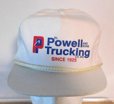 Sombrero de camionero trenzado E. L. Powell and Sons Trucking Tulsa blanco cobra trasero a presión Foto 1 de 3