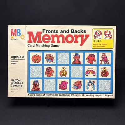 Vintage 1980 Memory Game Fronts And Backs Complete Set Milton Bradley - Image 1 of 4