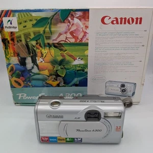 Canon PowerShot A300 3.2MP Digital Camera 5.1x Digital Zoom Silver Tested - Picture 1 of 8