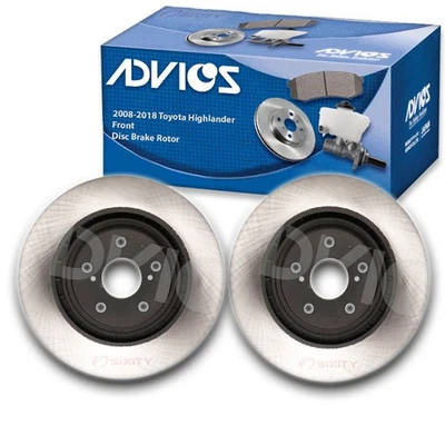 2 pc ADVICS Front Disc Brake Rotor for 2008-2018 Toyota Highlander  - xf - Image 1 of 4