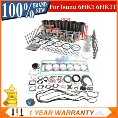 6HK1 6HK1T Engine Overhaul Rebuild Kit for Isuzu Hitachi Kobelco Kato Excavator - Image 1 of 4