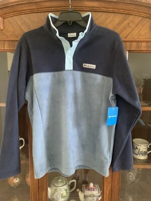CHAQUETA POLAR AZUL/AZUL MARINO NUEVA CON ETIQUETAS COLUMBIA STEENS MOUNTAIN MEDIO BROCHE DE PRESIÓN TALLA M Foto 1 de 4