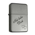 Cool Matt-graues Laser-Gasfeuerzeug mit Gravur "Ich liebe Dich" + Hinten Vorname