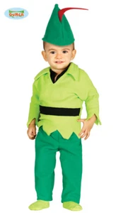 COSTUME PETER PAN HALLOWEEN CARNEVALE GUIRCA VESTITO ARQUERO BIMBO NEONATO - Imagen 1 de 2
