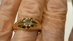 ANTIKER 14K GELBGOLD 65 PT ALTER MINENSCHLIFF DIAMANT-ZIGEUNERRING GRÖSSE 9 3/4 - Bild 1 von 8