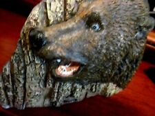 CANDLE~WILDLIFE~ 5X7 GRIZZLY BEAR HEAD ON CANDLE WAX WOOD~ NICELY DONE~ (ds411)