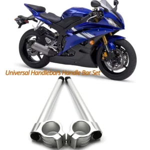22mm Handlebar Clip-on Ons Handlebar Silver Universal Handlebars Handle Bar Set - Picture 1 of 17