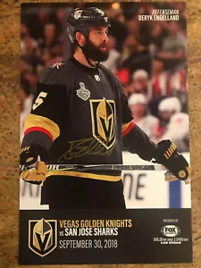 AUTOGRAPHED DERYK ENGELLAND VEGAS GOLDEN KNIGHTS PRESEASON POSTER SIGNED 9/30/18 - Picture 1 of 1