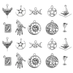 100pcs Witch Hat Star Pendant Tibetan Alloy Hang Dangle Charm for Jewelry Making - Picture 1 of 7