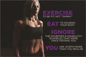 EXERCISE to be FIT Motivation inspiration poster 12x18 Women Gym Fitness Health - Picture 1 of 1