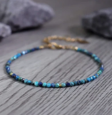 2 мм Chrysocolla бисер минималист исцеления Рейки женщин изящный кристалл браслет - Изображение 1 из 4