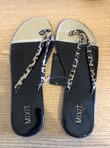 Mixit 8 Women’s Sandals Shoes Black/Animal Print Retail $18 (apt-1083) - Picture 1 of 3