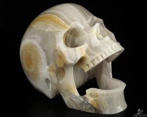 5.2" Fluorite Hand Carved Laughing Crystal Skull Sculpture, Crystal Healing - Picture 1 of 8